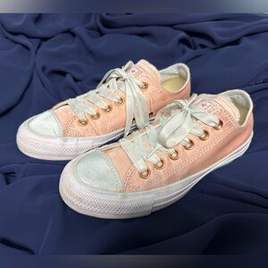 Converse All Star Low Top Blush Pink & Mint Green Satin Sneakers Women’s 7